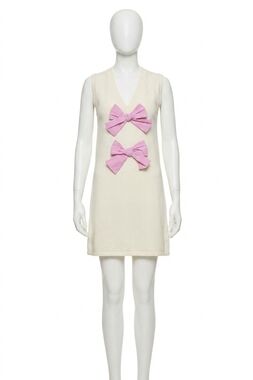 NEW LALAVON carolina front bow mini dress in ivory